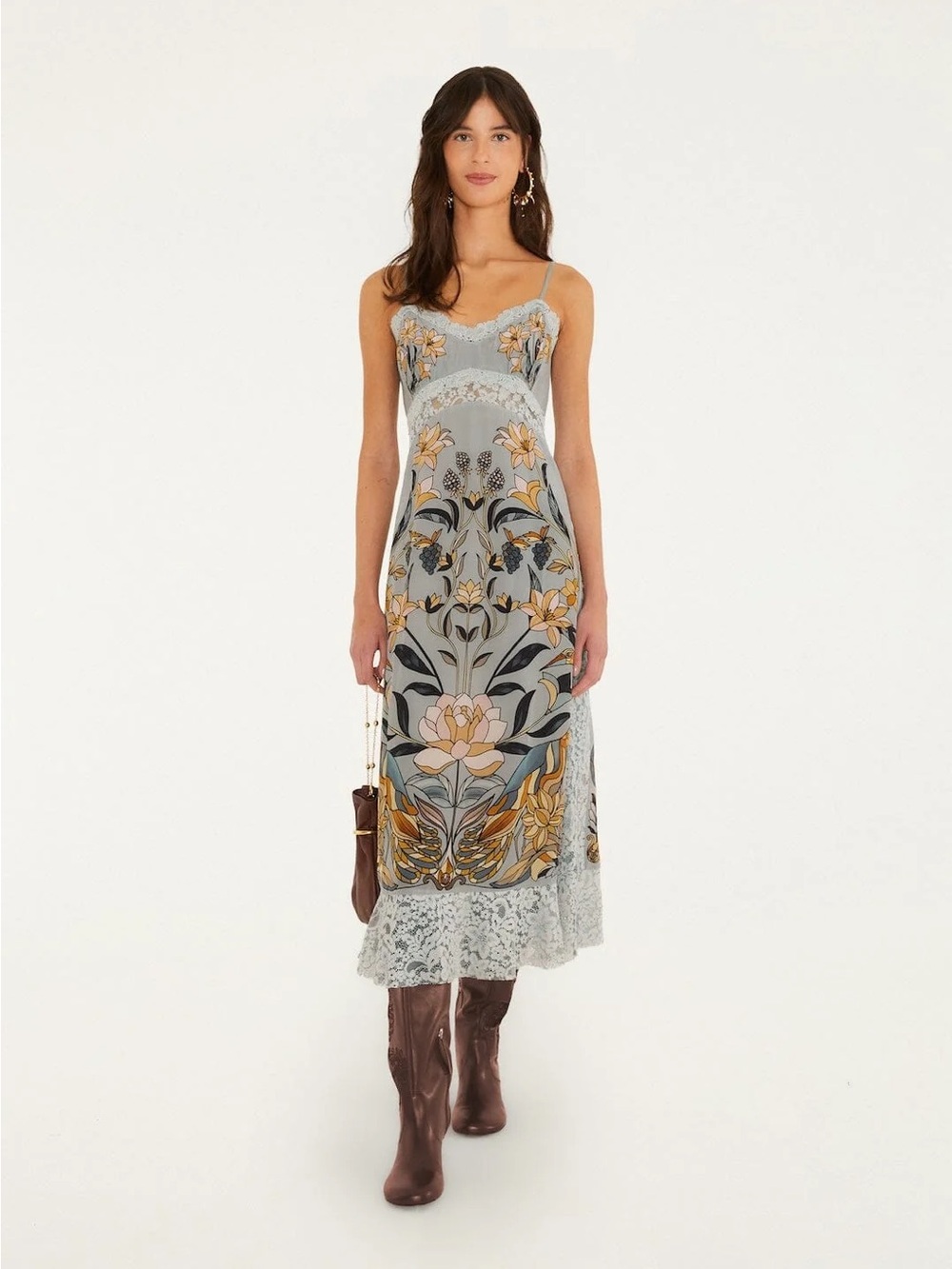 FARM Rio Stained Glass Beauty Lace Slip Midi Dress